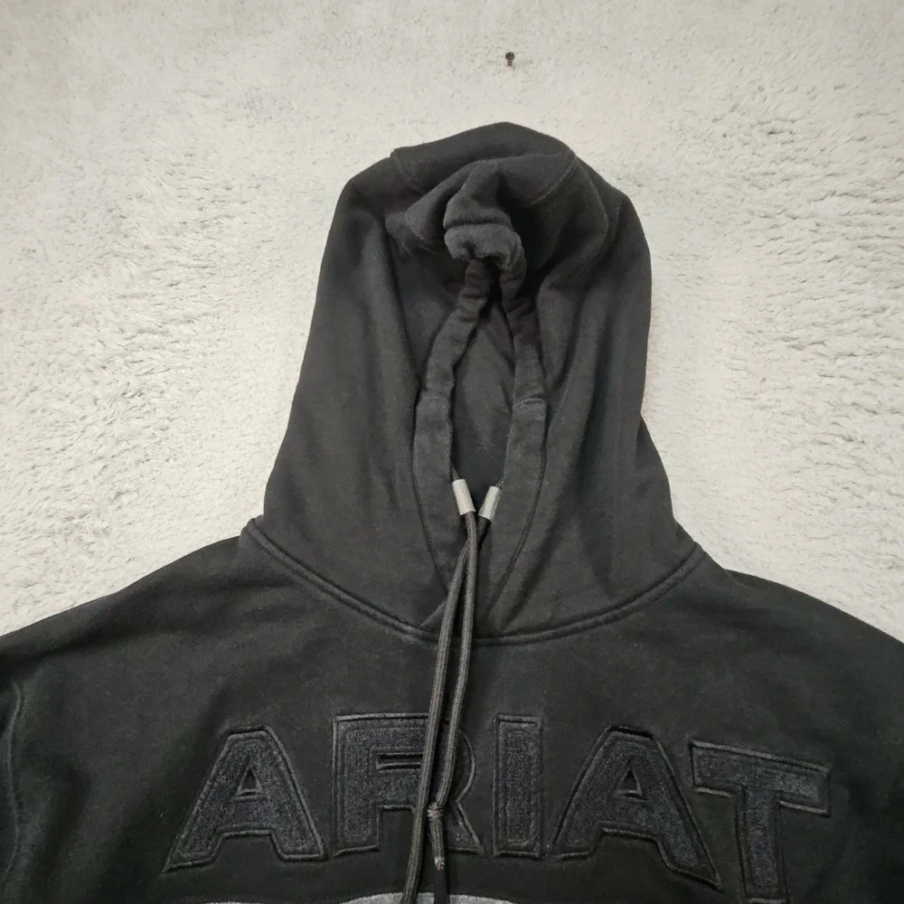 Ariat Hoodie Mens XXL Black Gray Pullover Western Sweatshirt Cowboy Country